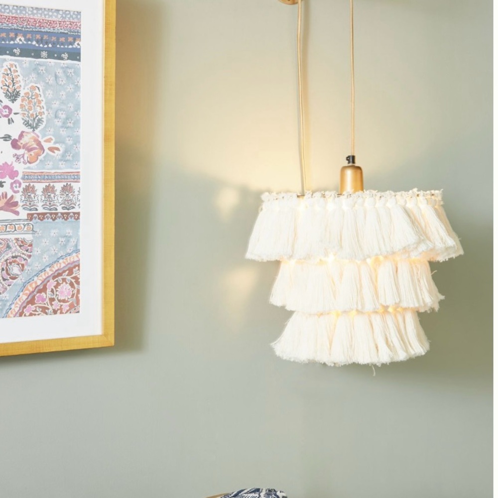 Anthropologie Fela Cream Tassel Sconce